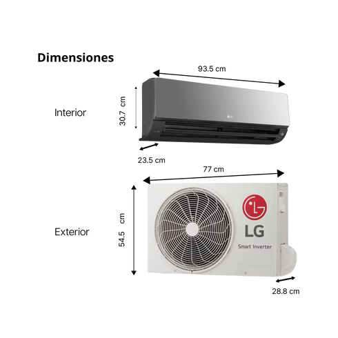 Minisplit Inverter LG ARTCOOL AI 220V Espejo Negro (18,000 - 22,000 BTU)